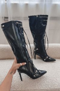 She So Bad Leather Stiletto Boots sold by Amazing Lace