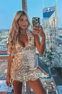 Shimmer On Cowgirl Sequins Halter Dress sold by Amazing Lace