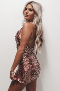 Shimmer On Cowgirl Sequins Halter Dress sold by Amazing Lace