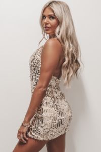 Shimmer On Cowgirl Sequins Halter Dress sold by Amazing Lace