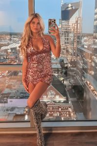 Shimmer On Cowgirl Sequins Halter Dress sold by Amazing Lace