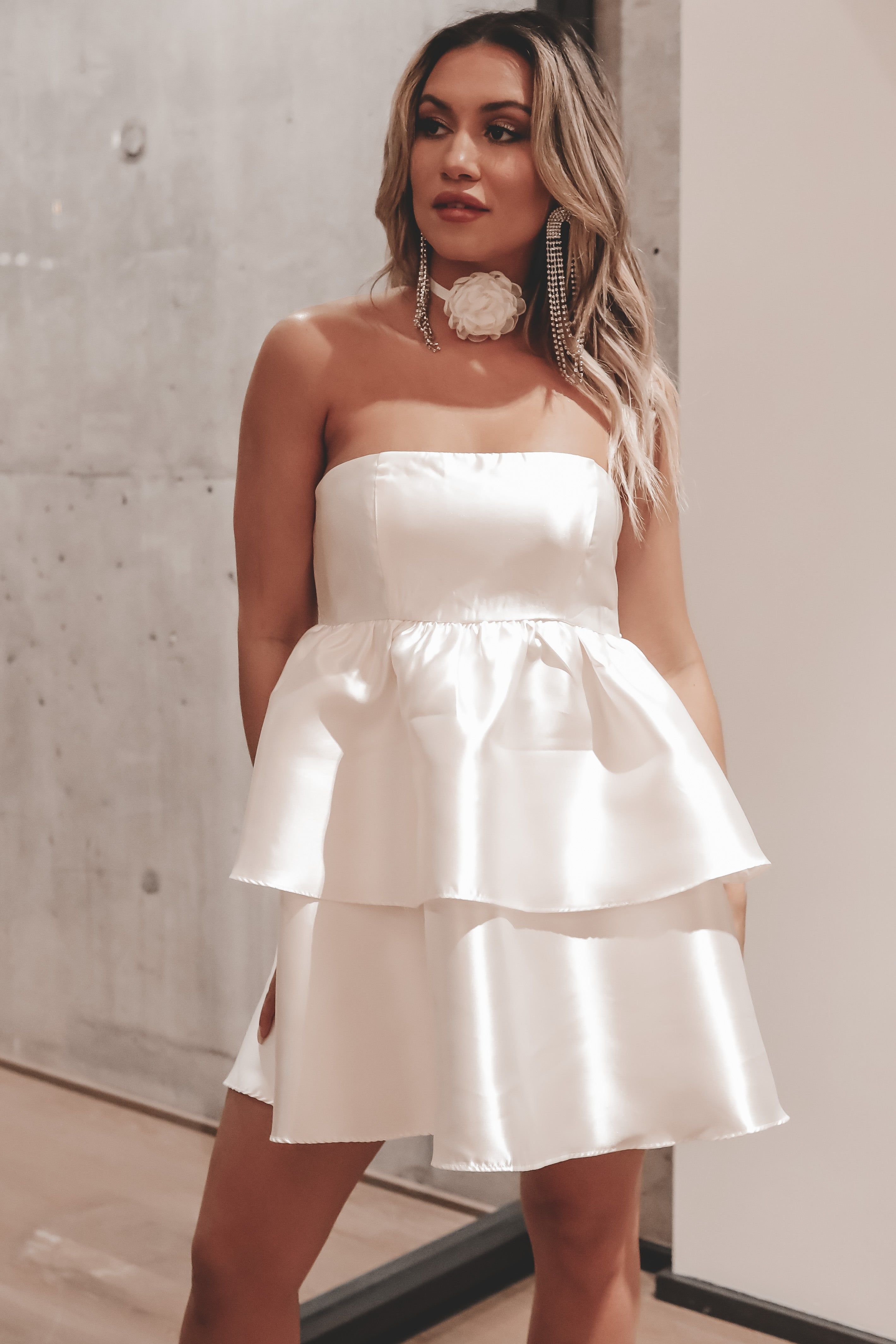 Always And Forever Off White Strapless Mini Dress sold by Amazing Lace product image thumbnail 3