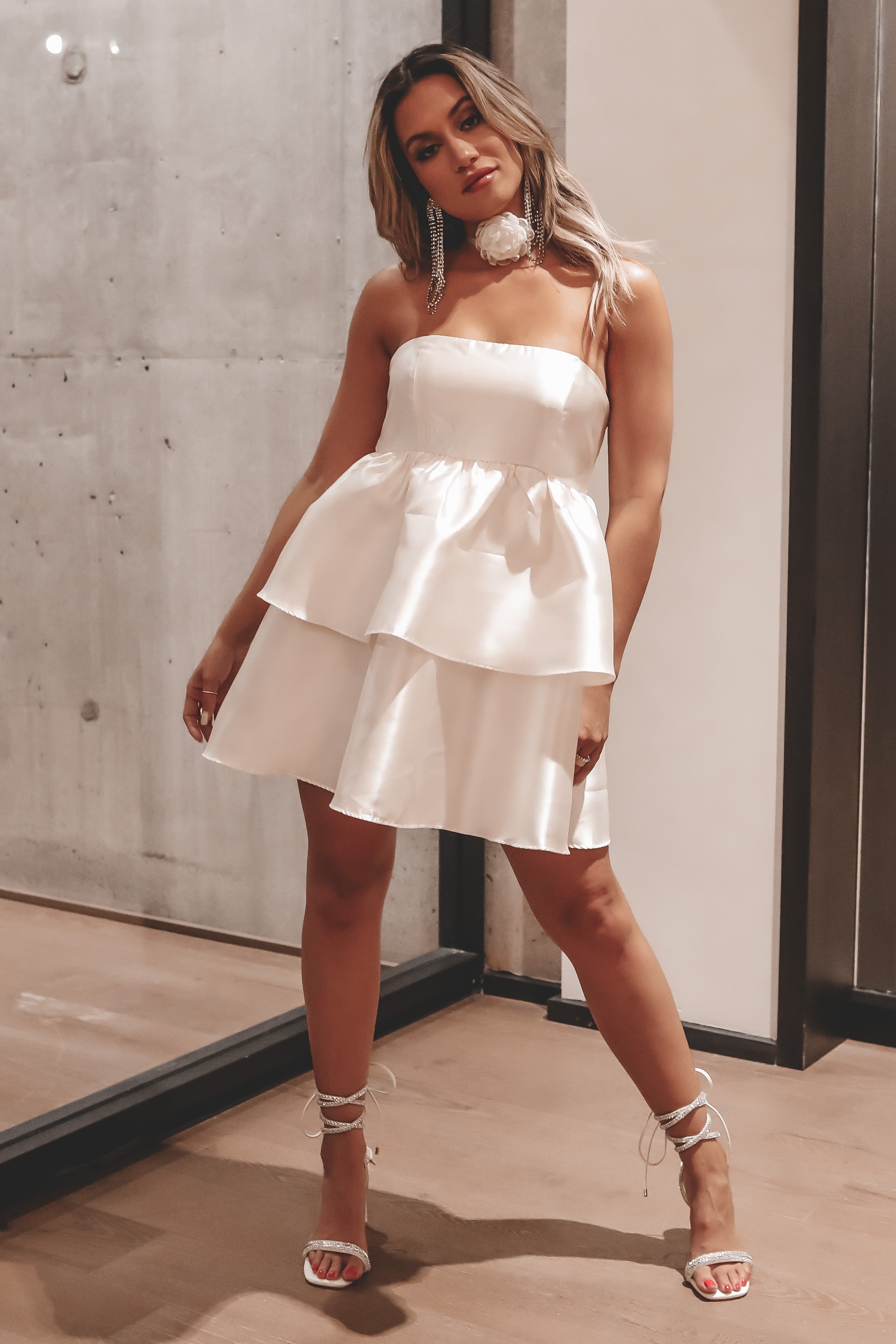 Always And Forever Off White Strapless Mini Dress sold by Amazing Lace product image thumbnail 4