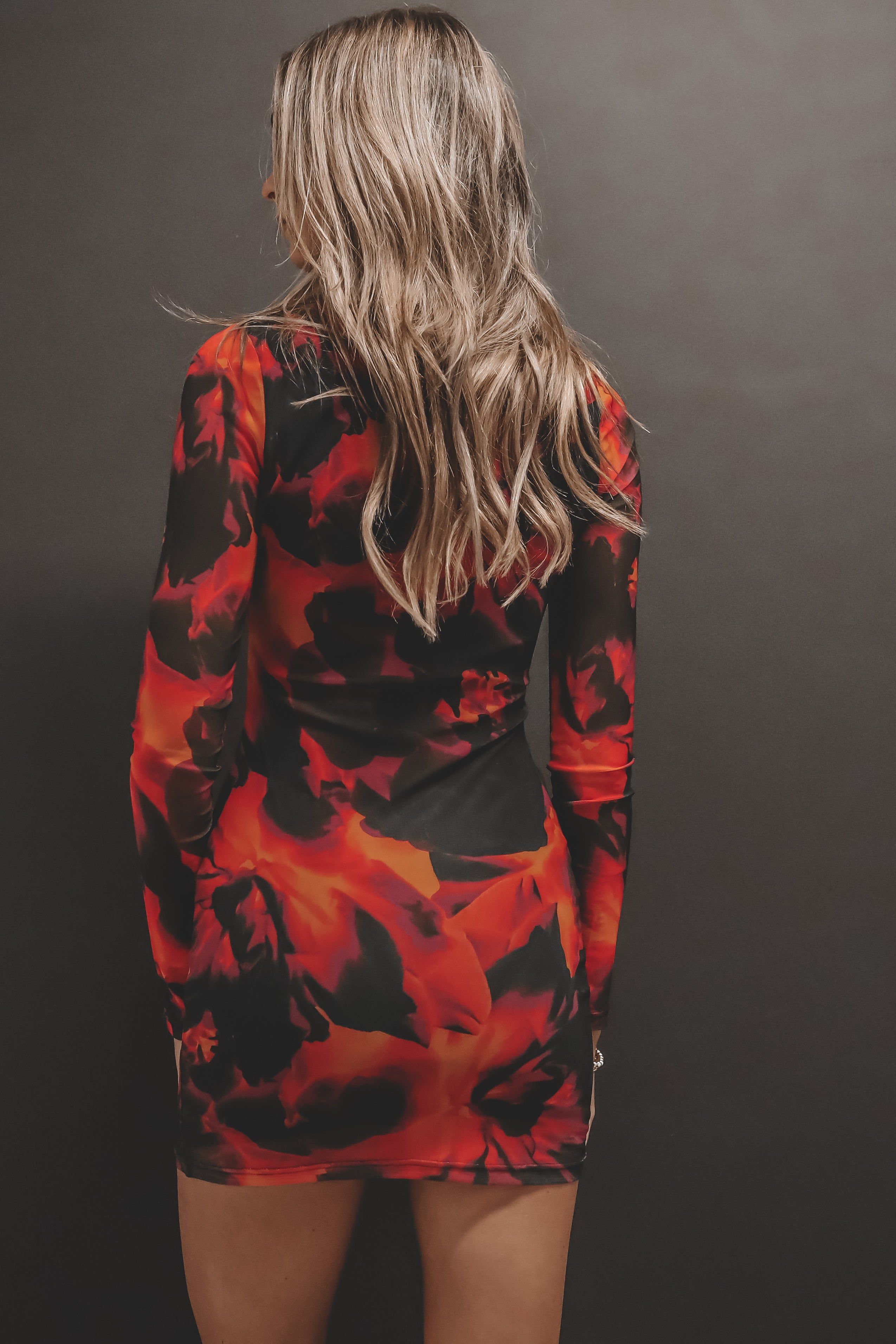 Only Getting Hotter Flame Abstract Mesh Mini Dress sold by Amazing Lace product image thumbnail 2