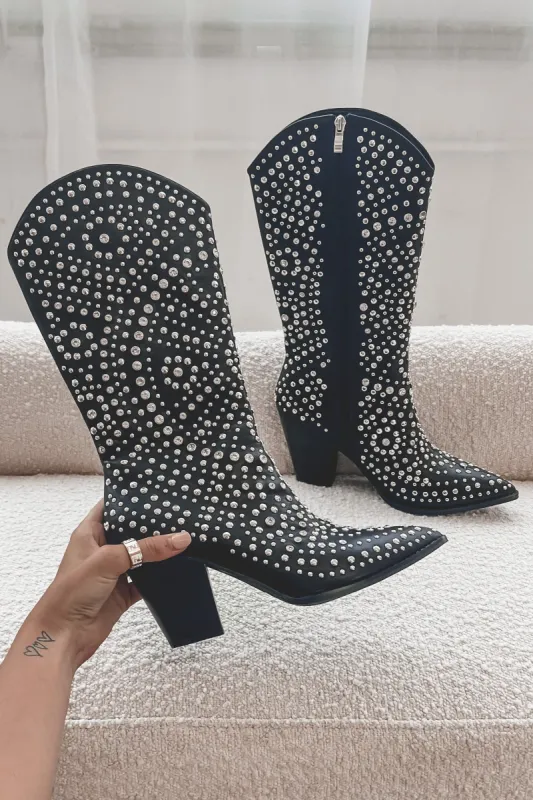 DEAL Your Sparkles Are Showing Silver Studded Boots sold by Amazing Lace