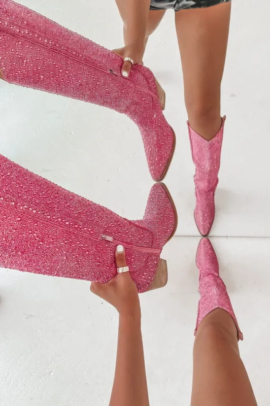 HOLIDAY DEAL Shoes That Shine Fuchsia Rhinestone Western Boots sold by Amazing Lace