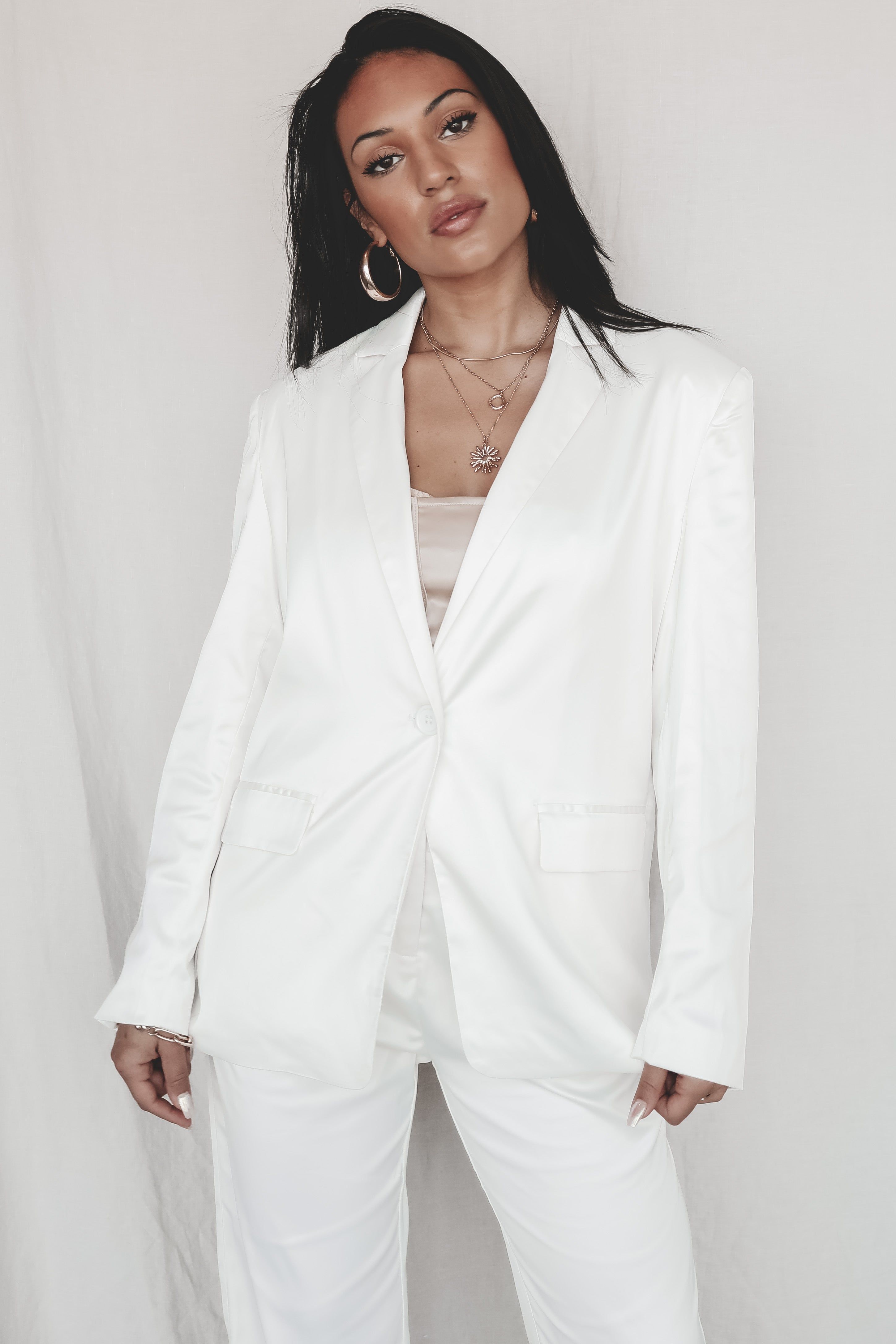 DEAL Oh She Means Business Satin Blazer Top sold by Amazing Lace