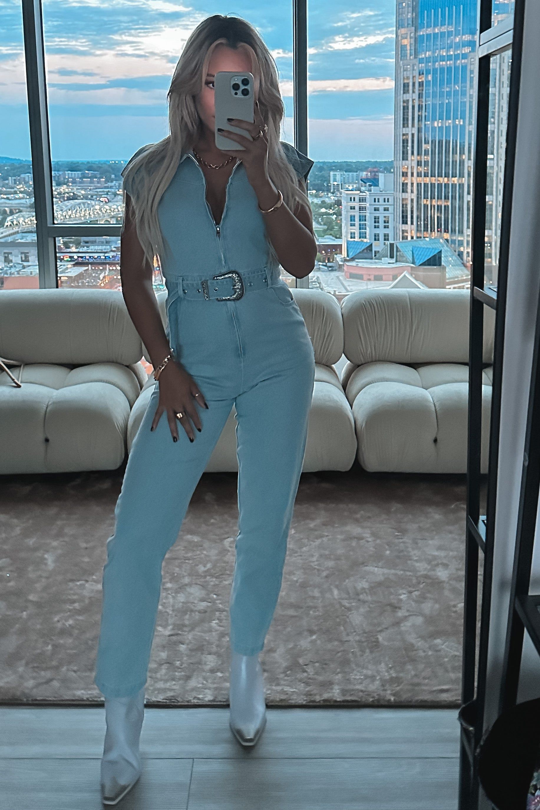 Denim Or Nothing Light Wash Denim Jumpsuit sold by Amazing Lace product image thumbnail 7