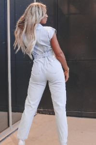 Denim Or Nothing Light Wash Denim Jumpsuit sold by Amazing Lace
