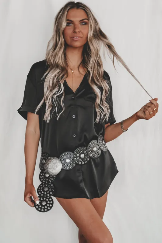 Dress It Up Black Button Up Shirt Dress sold by Amazing Lace