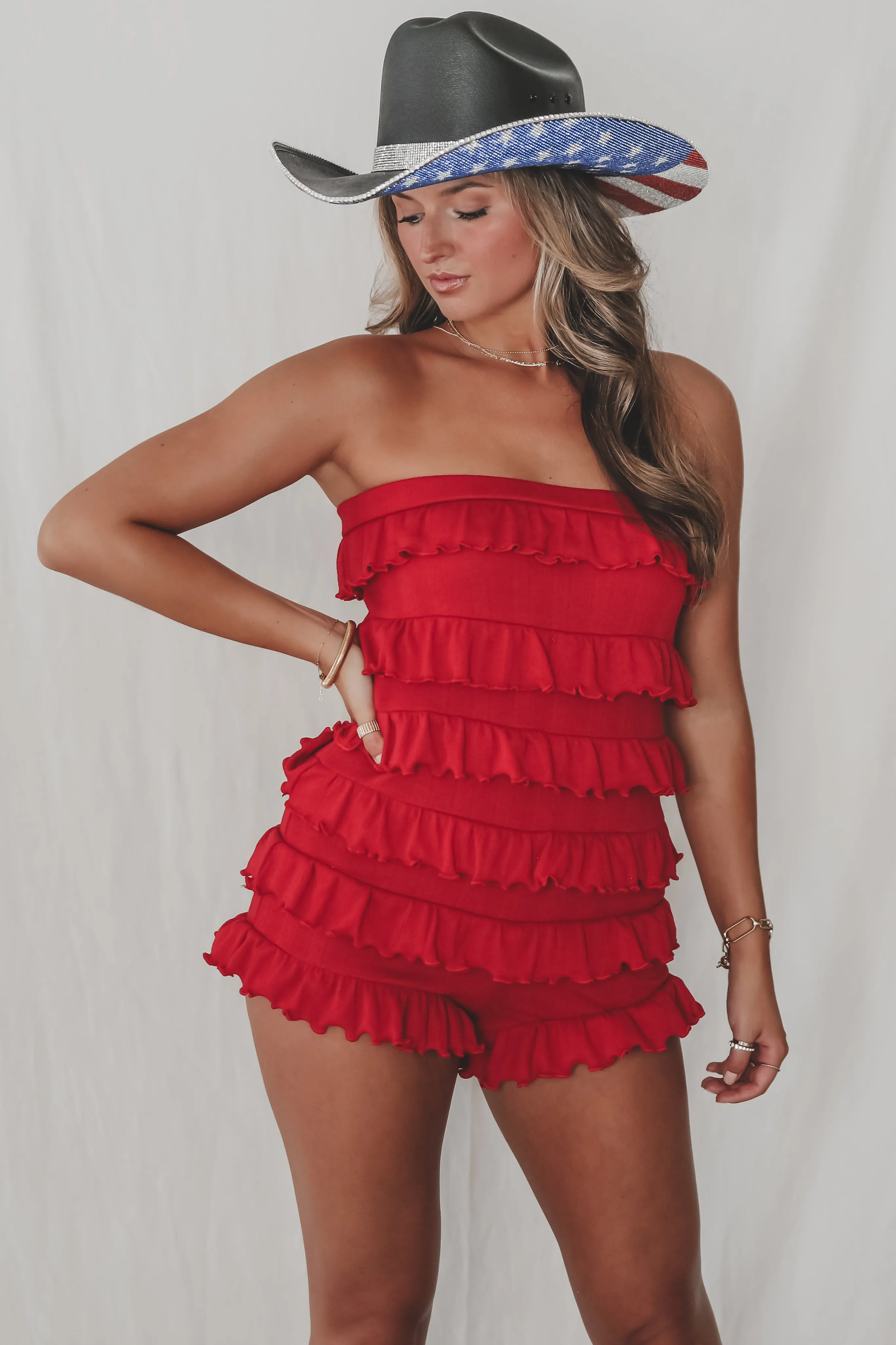 Right Turn Into Your Heart Ruffle Romper sold by Amazing Lace product image thumbnail 5