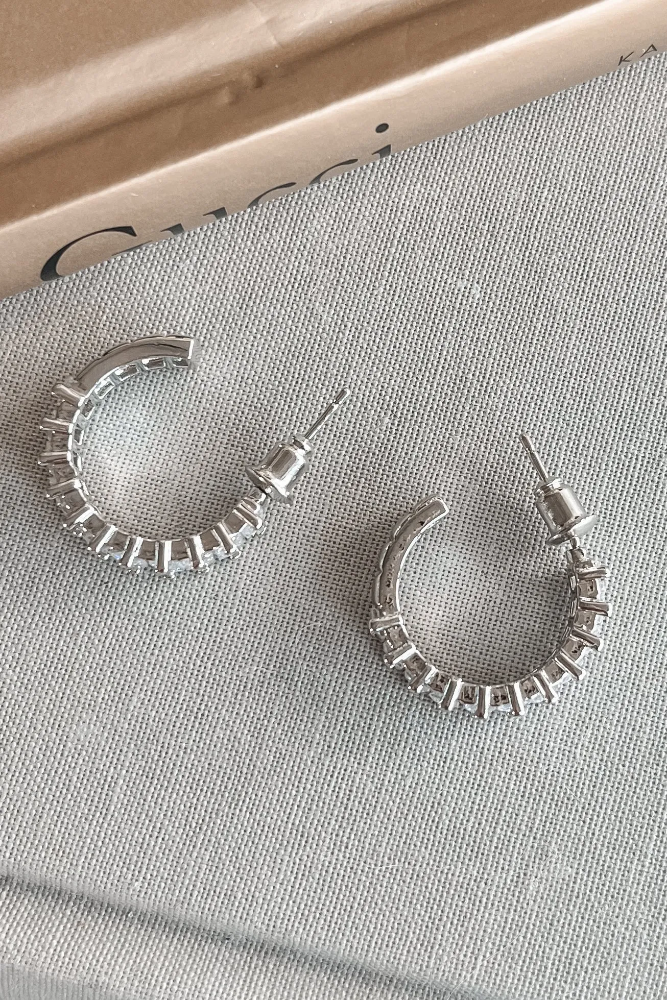 All Eyes On Me Baguette 18K Gold Dipped Hoop Earrings sold by Amazing Lace product image thumbnail 5