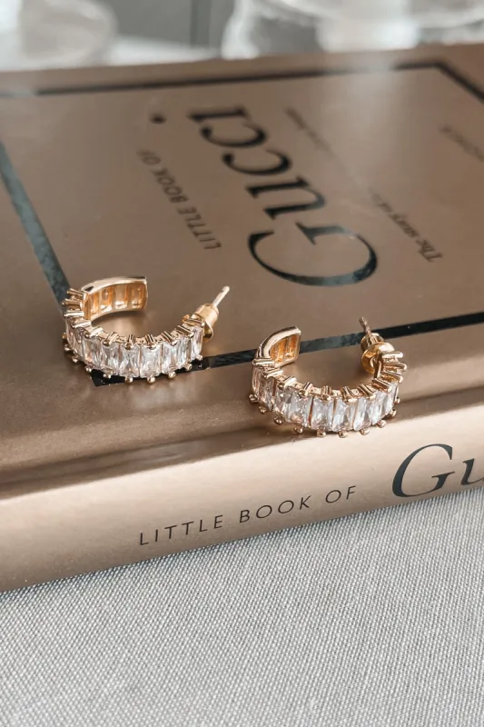 All Eyes On Me Baguette 18K Gold Dipped Hoop Earrings sold by Amazing Lace