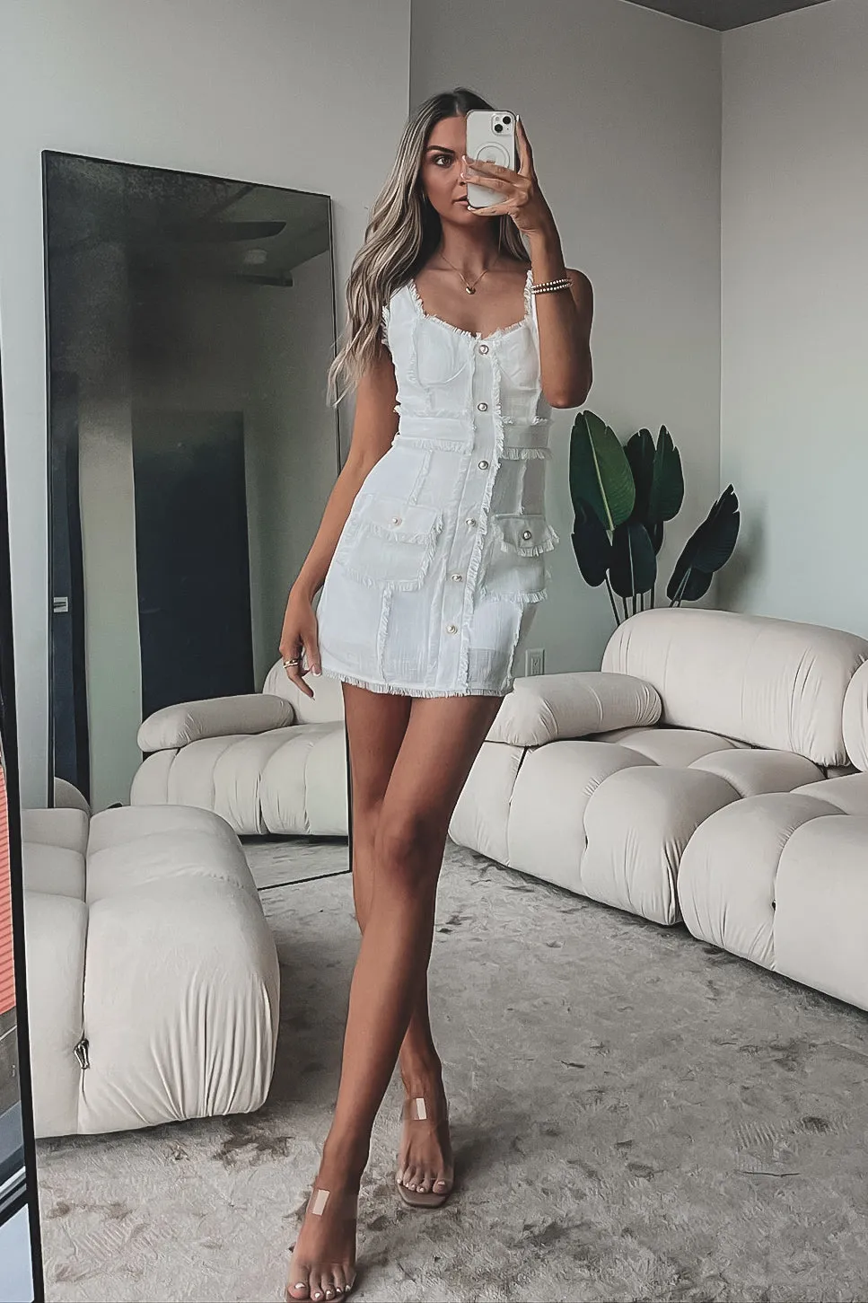 A Cup Of Tea White Linen Mini Dress sold by Amazing Lace product image thumbnail 5