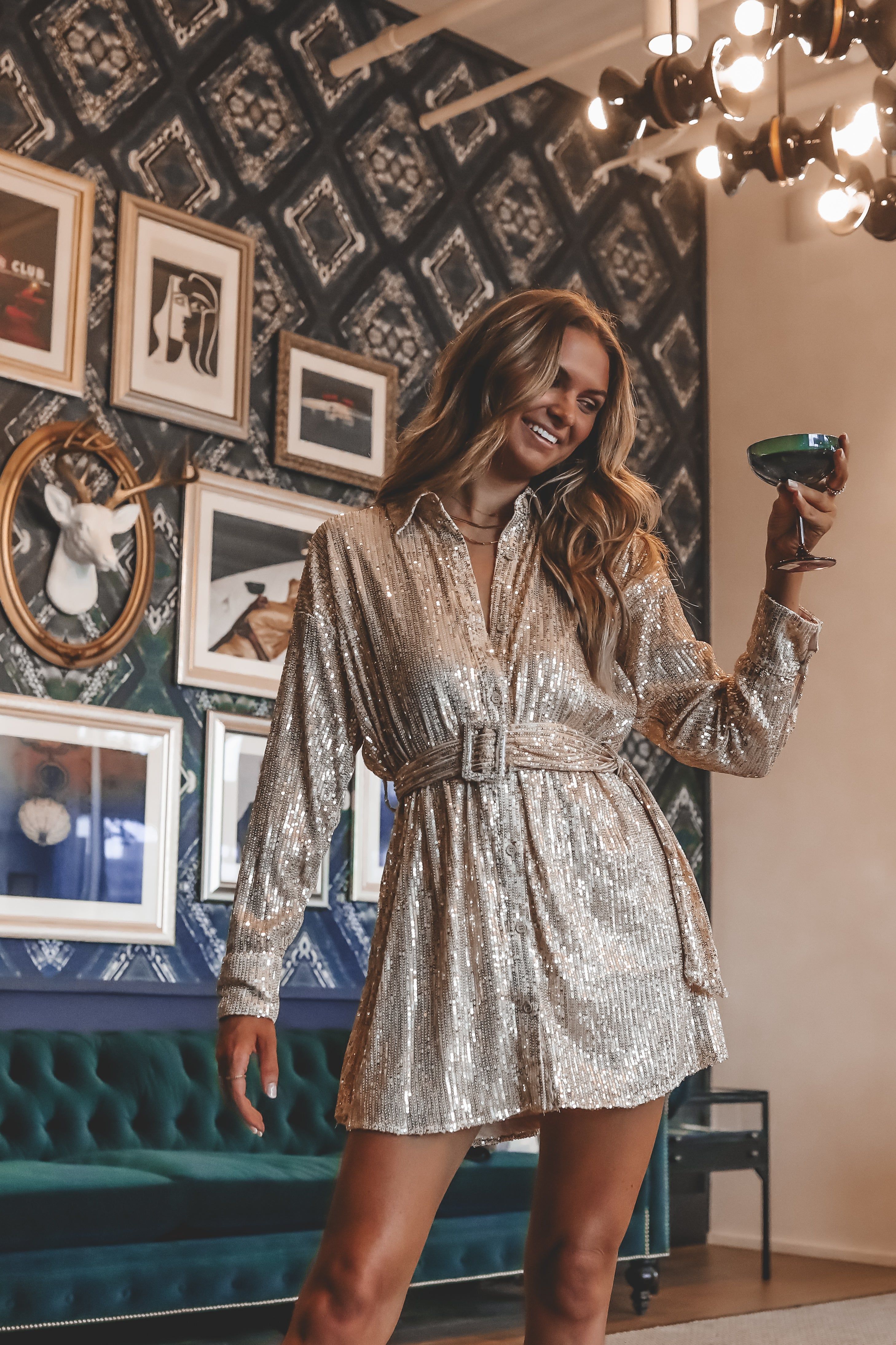 The Show Must Go On Sequin Shirt Dress sold by Amazing Lace product image thumbnail 2