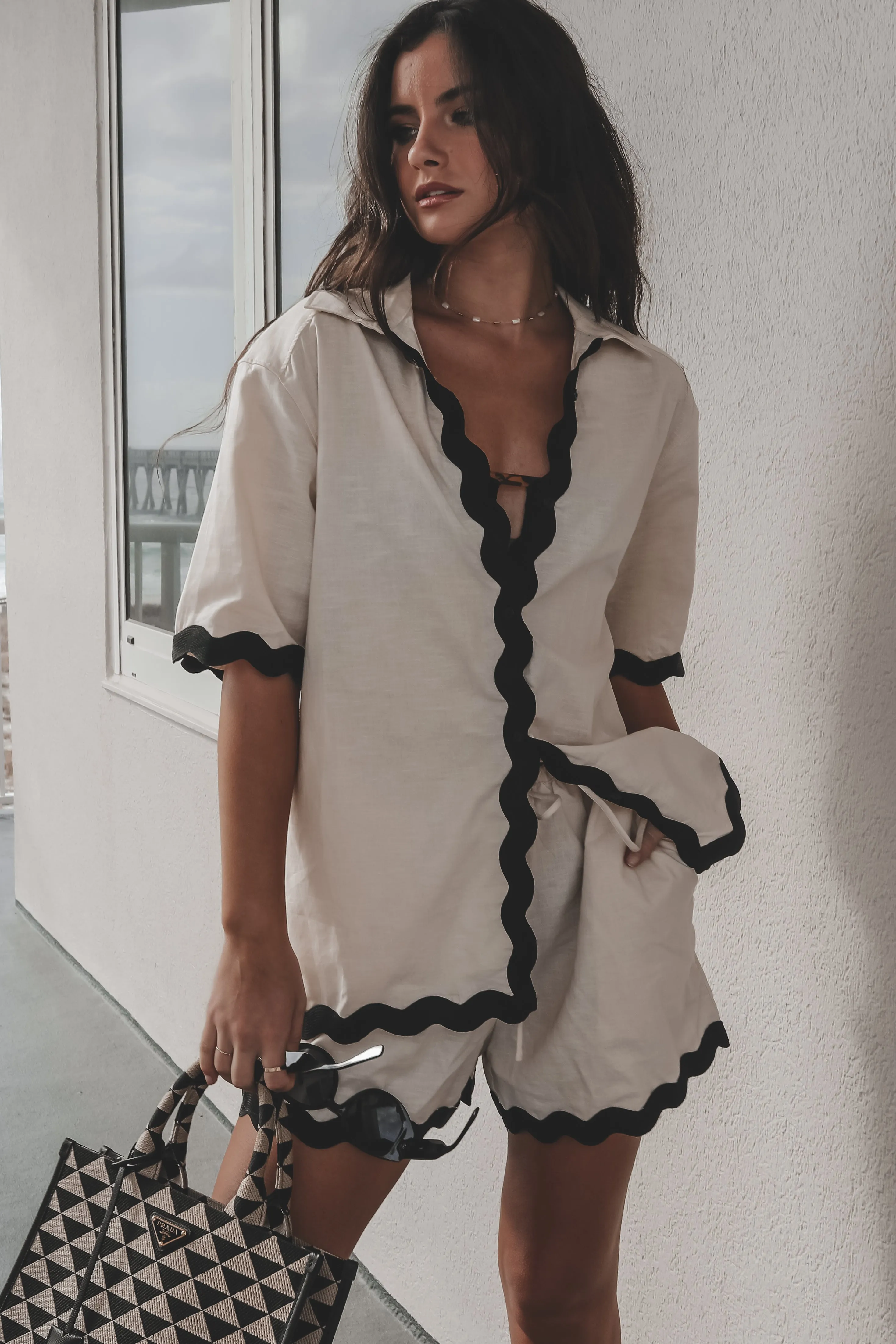 Dream Vacay Linen Collared Top sold by Amazing Lace