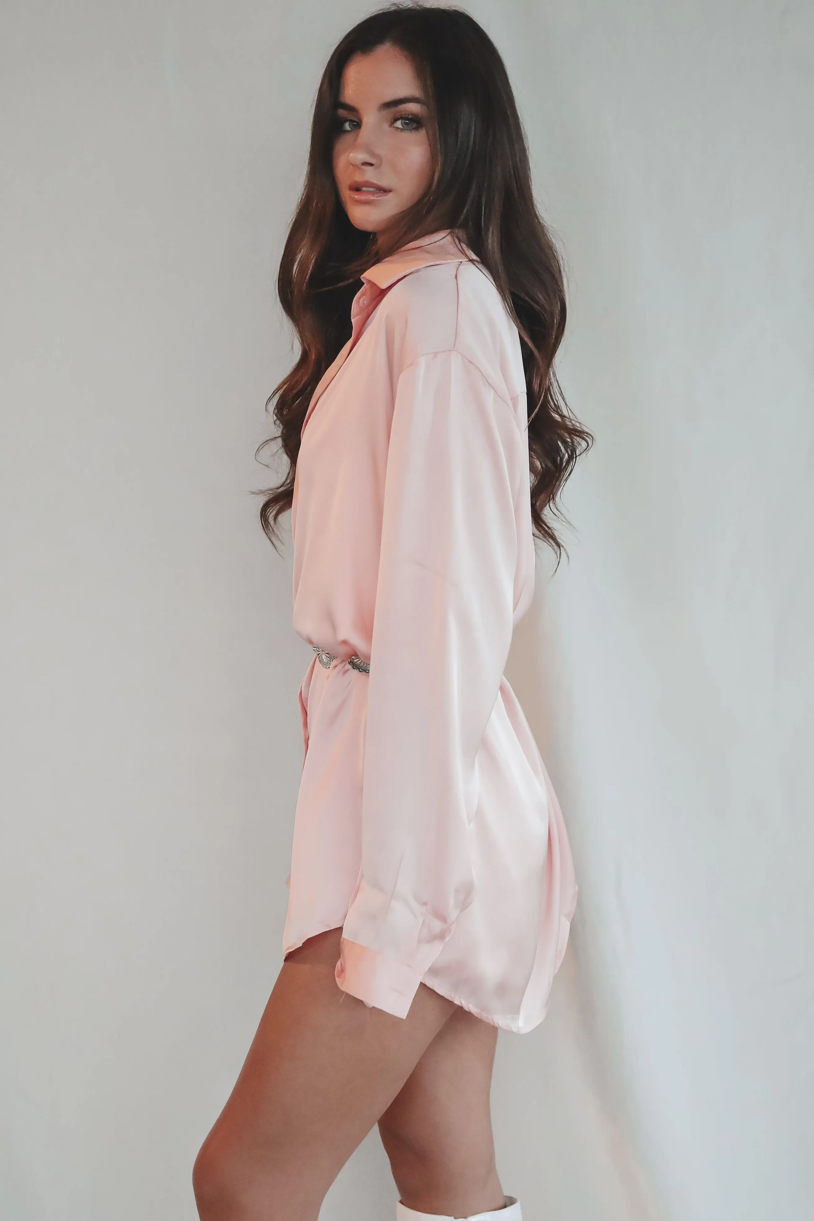 Giving Beverly Hills Satin Button Up Romper Dress sold by Amazing Lace product image thumbnail 3