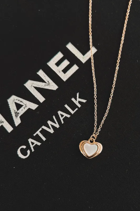 18k Non Tarnish Gold Vintage Heart Necklace sold by Amazing Lace