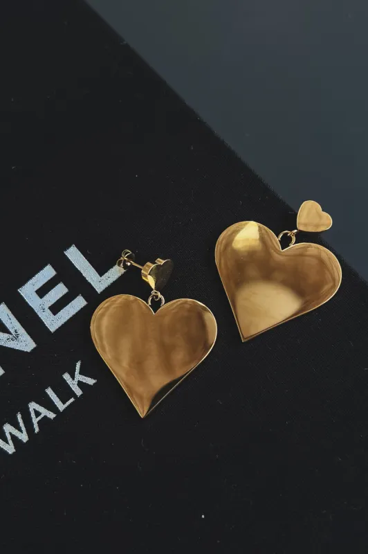 The Biggest Heart 18k Gold Plated Heart Drop Earrings sold by Amazing Lace