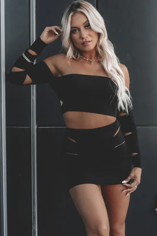 Never Basic Black Off The Shoulder Crop Top sold by Amazing Lace