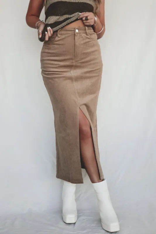 All About A Trend Cord Maxi Skirt sold by Amazing Lace