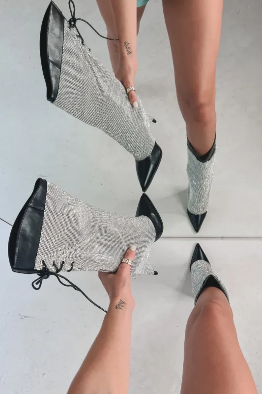 Made To Sparkle Black Stiletto Boots sold by Amazing Lace