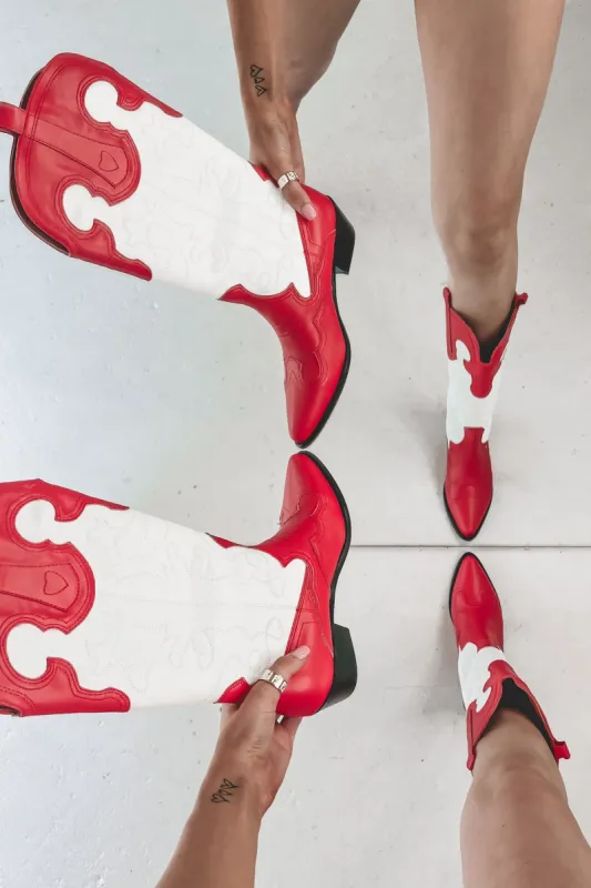 DEAL Looks Like Revenge Red And White Western Boots sold by Amazing Lace