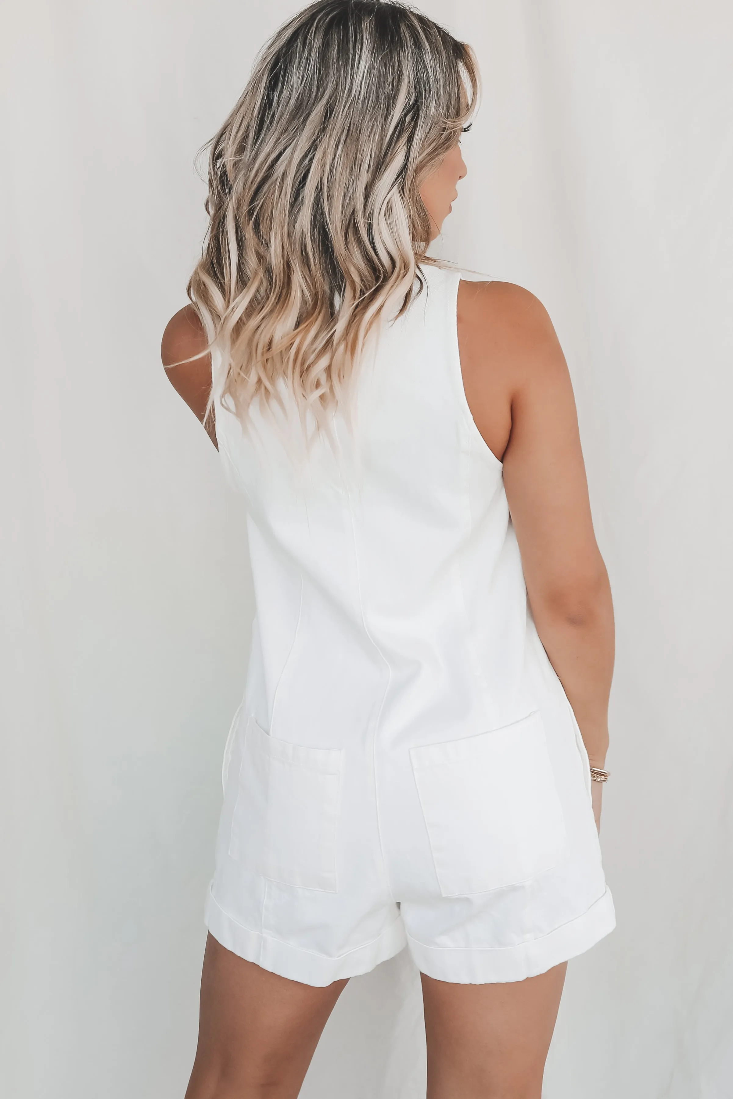SHOW ME YOUR MUMU White Denim San Diego Romper sold by Amazing Lace product image thumbnail 3