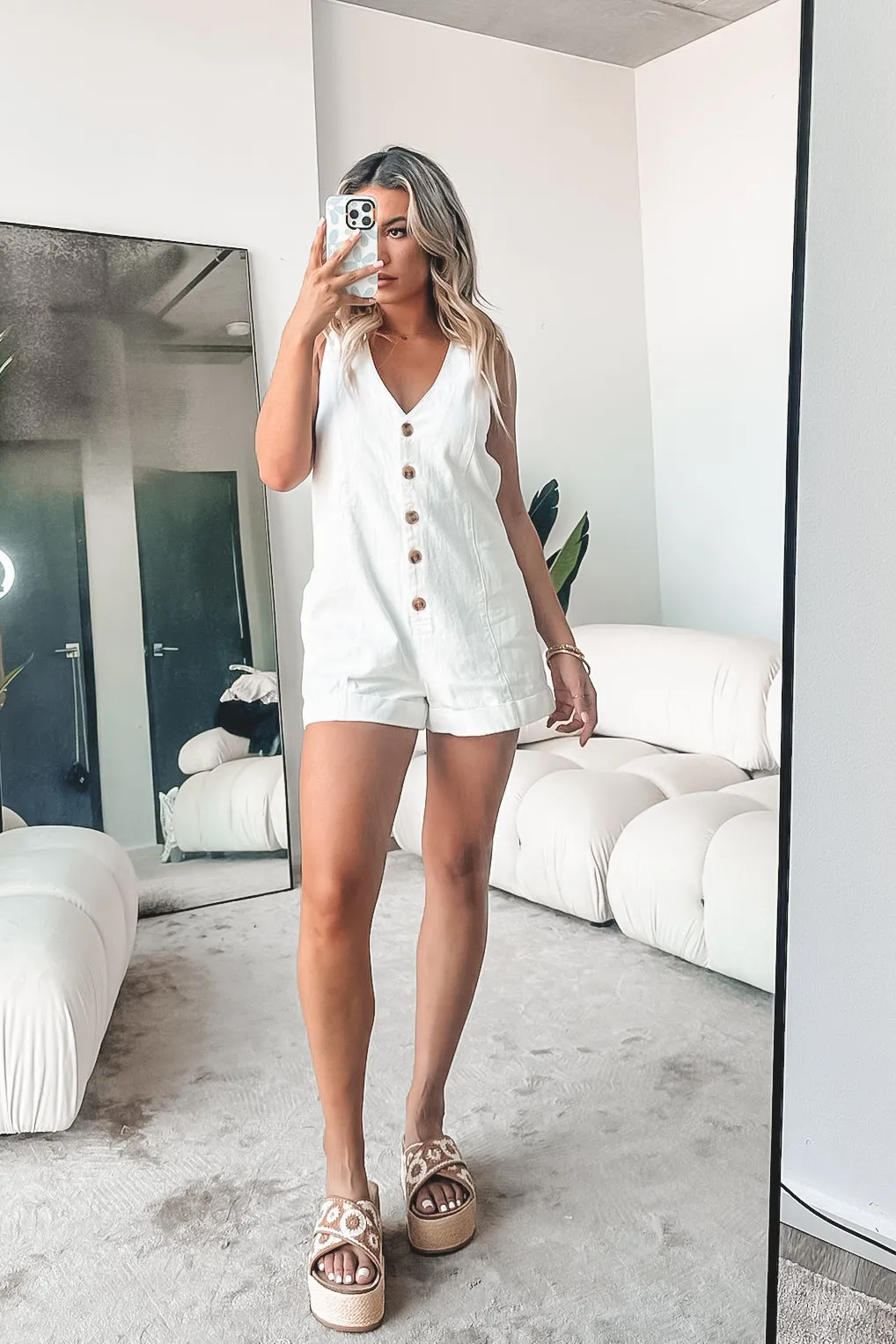 SHOW ME YOUR MUMU White Denim San Diego Romper sold by Amazing Lace product image thumbnail 5