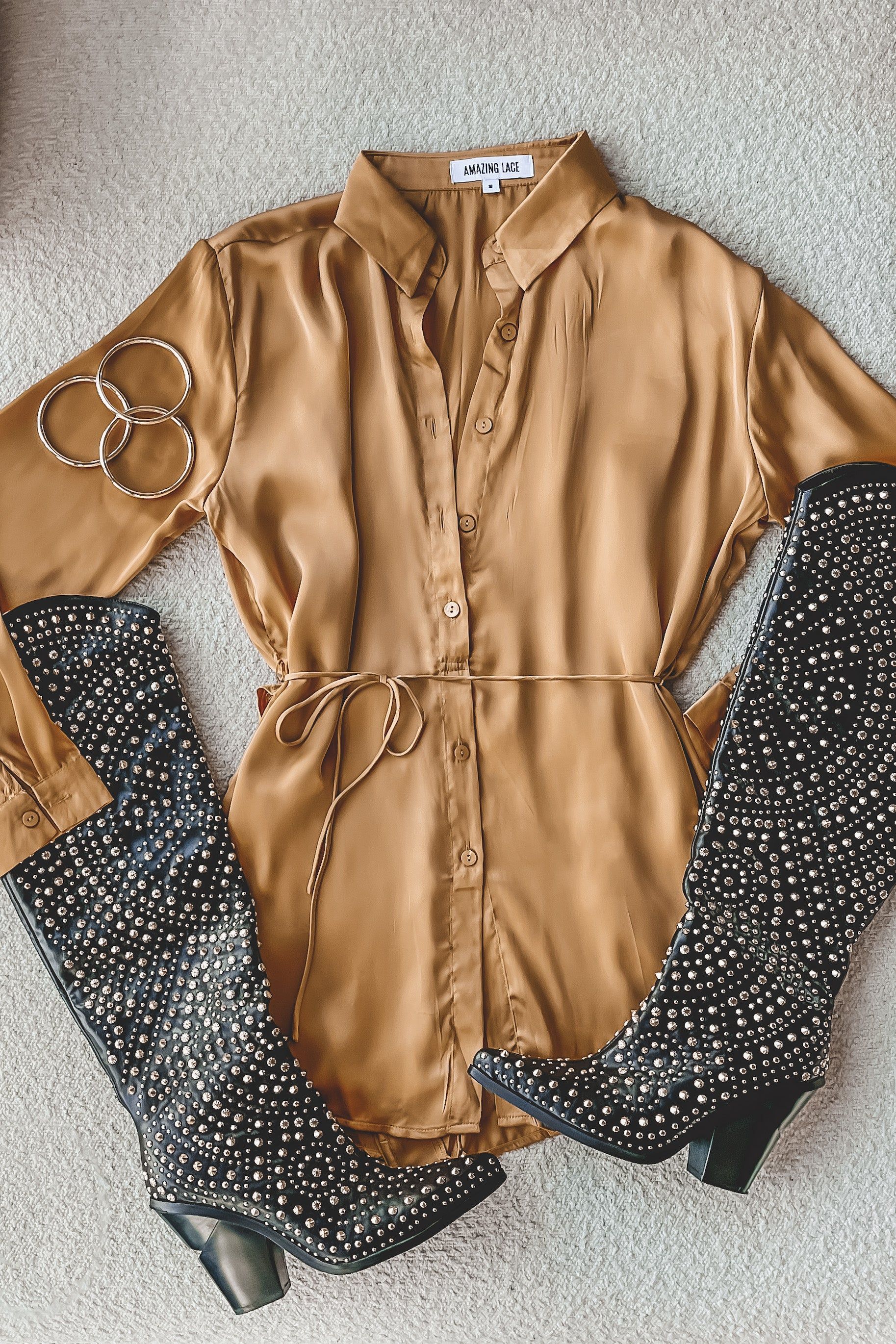 So Here For This Satin Button Up Romper Dress sold by Amazing Lace product image thumbnail 12