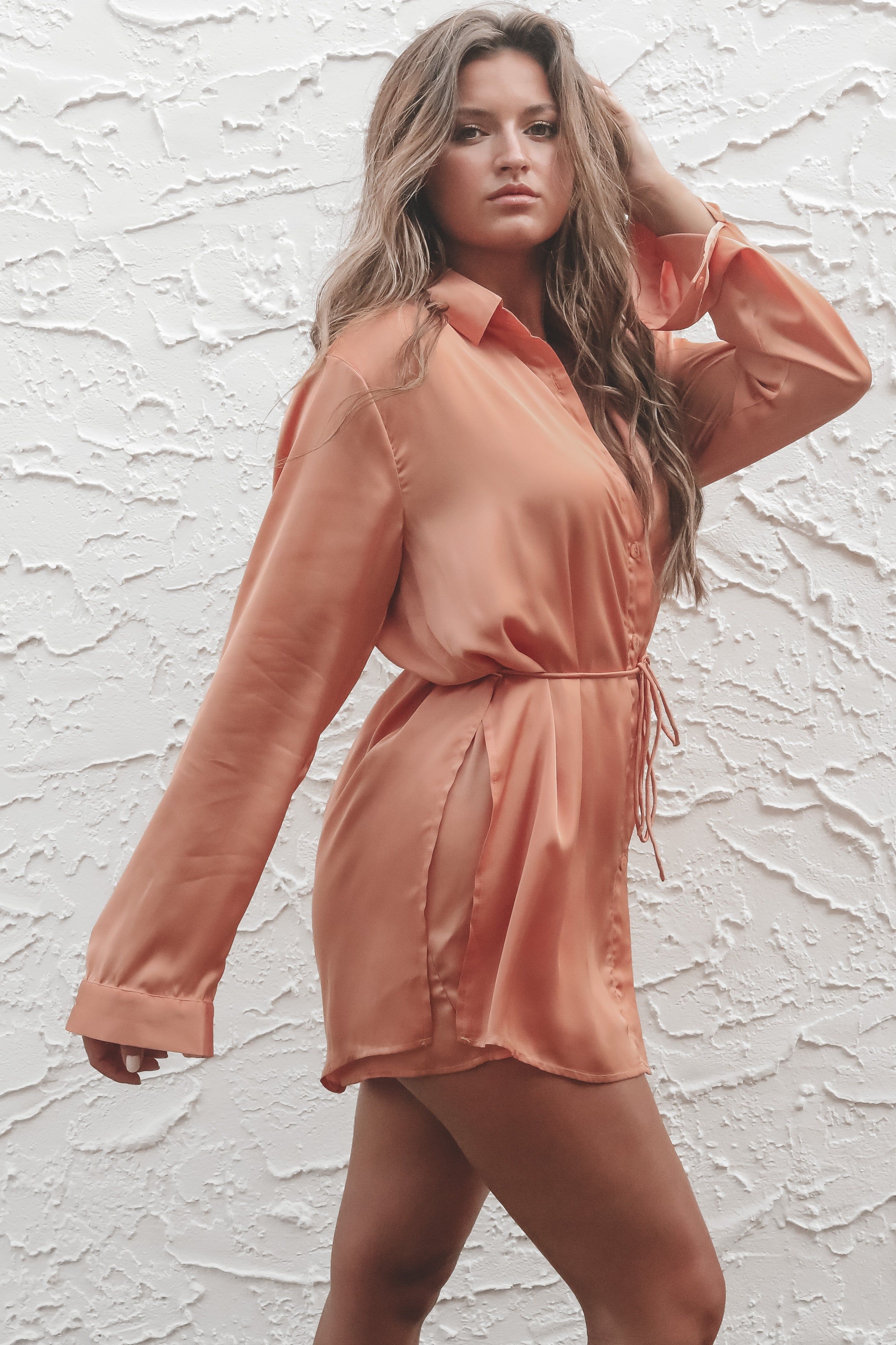 So Here For This Satin Button Up Romper Dress sold by Amazing Lace product image thumbnail 2