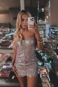 DEAL First Class Sparkle Strapless Mini Dress sold by Amazing Lace