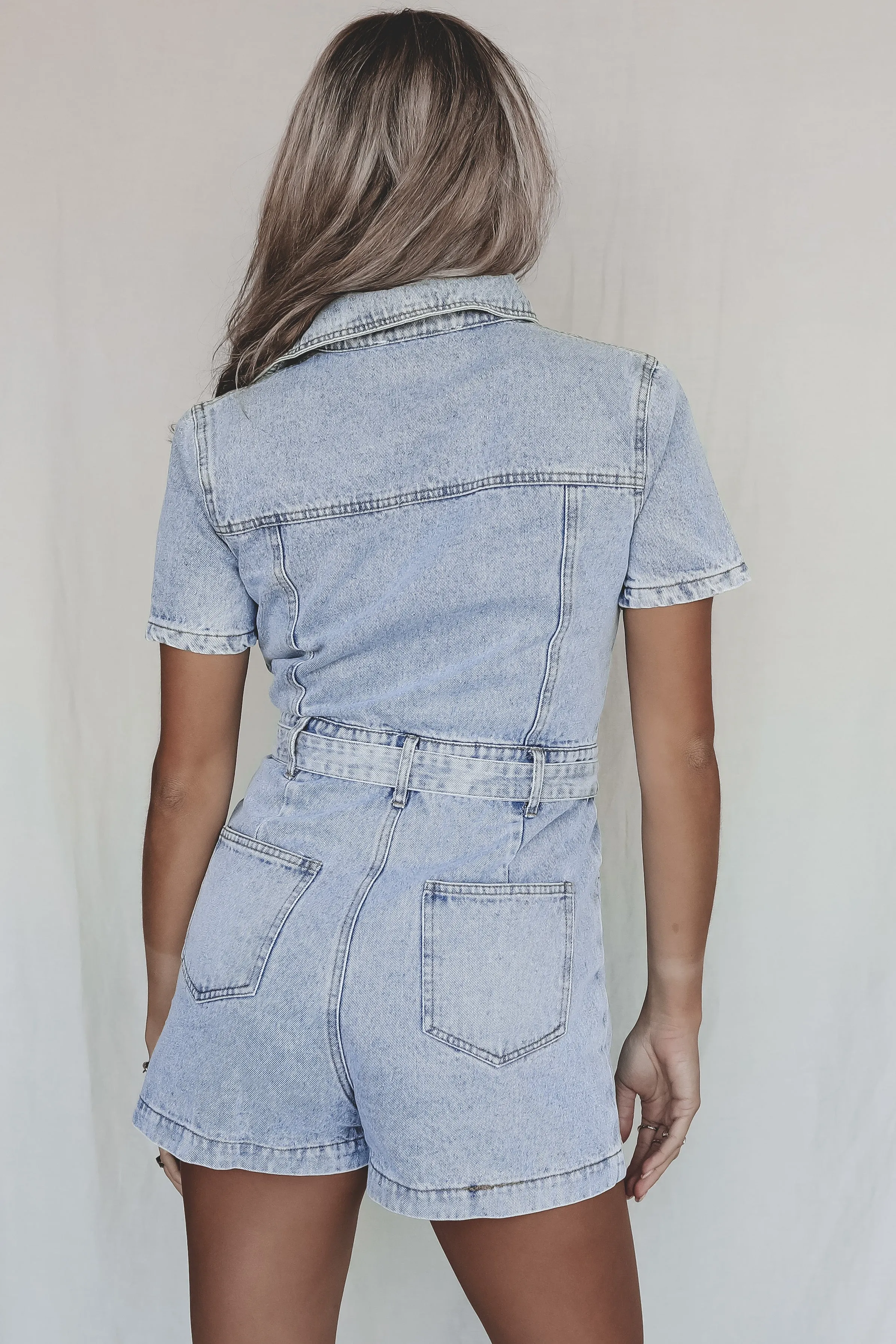 Denim Looks Good On You Denim Romper sold by Amazing Lace product image thumbnail 3