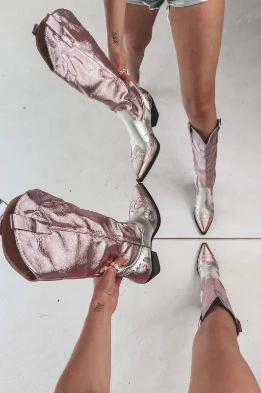 Saddle Up Sweetie Pink Metallic Western Boots sold by Amazing Lace