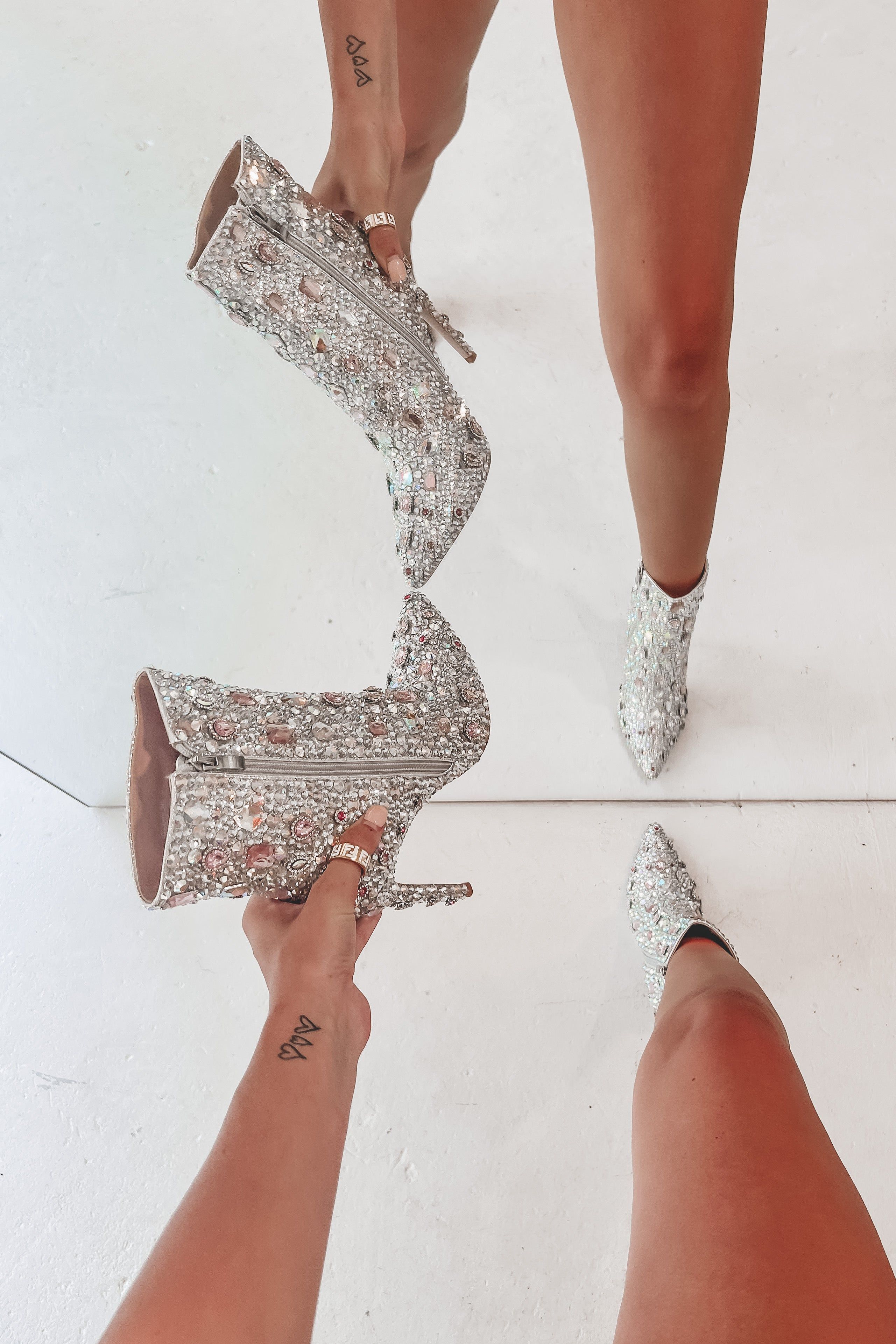 Who Extra Me Rhinestone Studded Booties sold by Amazing Lace product image thumbnail 2