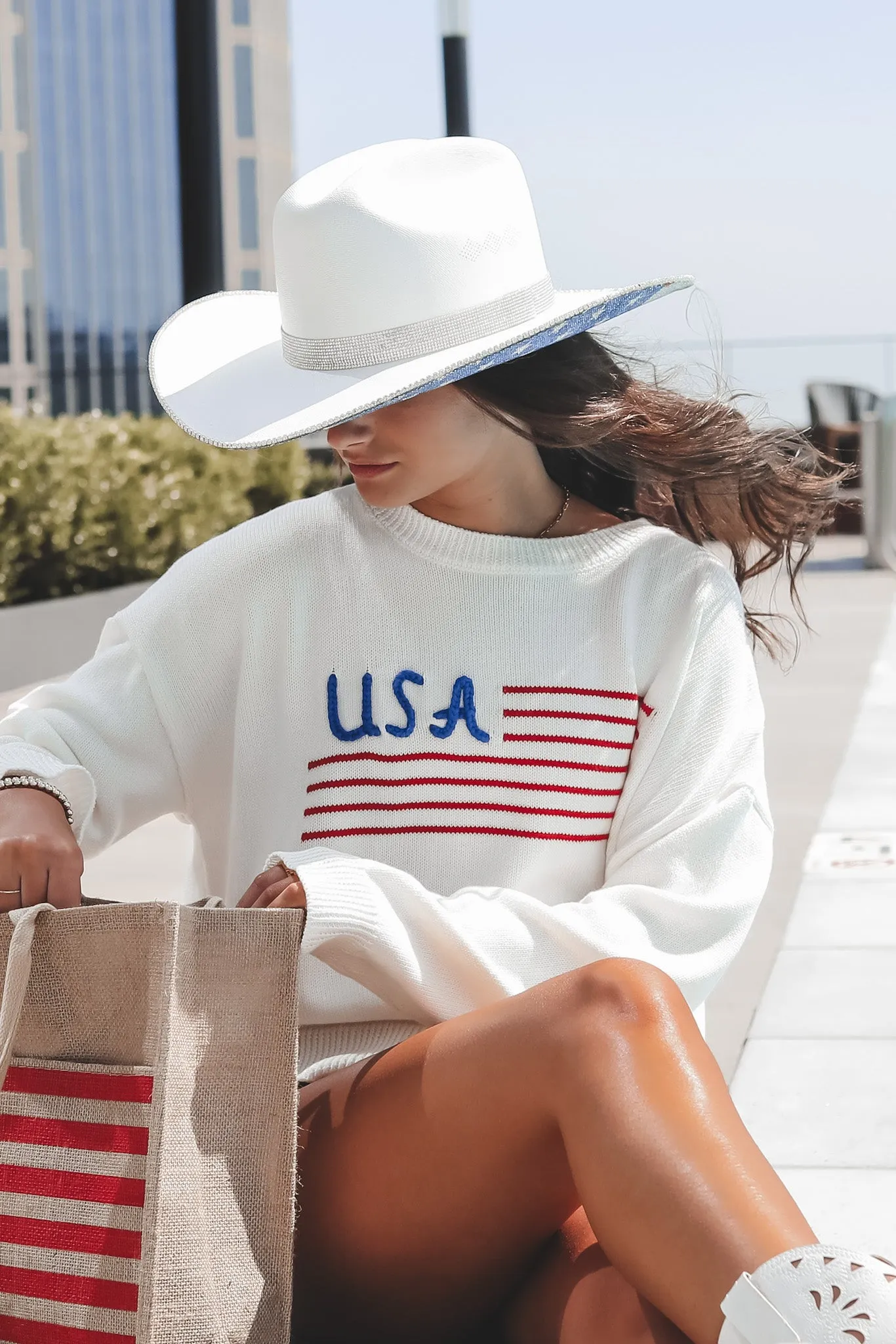 The American Flag White Rhinestone Cowboy Hat | Parallel