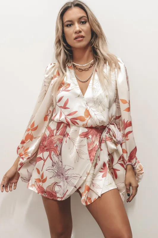Fun And Flirty Floral Satin Wrap Dress sold by Amazing Lace