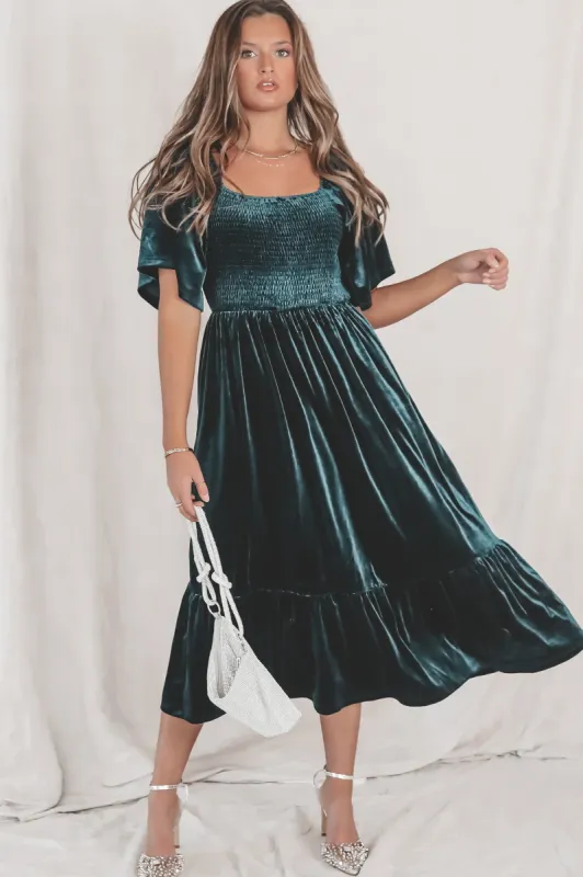 The Holidays On My Mind Velvet Midi Dress sold by Amazing Lace