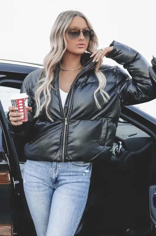 Winter Hottie Vegan Leather Black Puffer sold by Amazing Lace