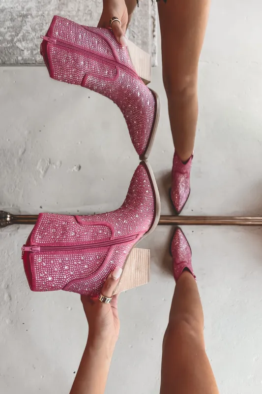 Sparkle My Way Around Town Rhinestone Booties sold by Amazing Lace