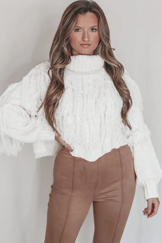 Sassy Classy Queen Fringe Ivory Sweater sold by Amazing Lace