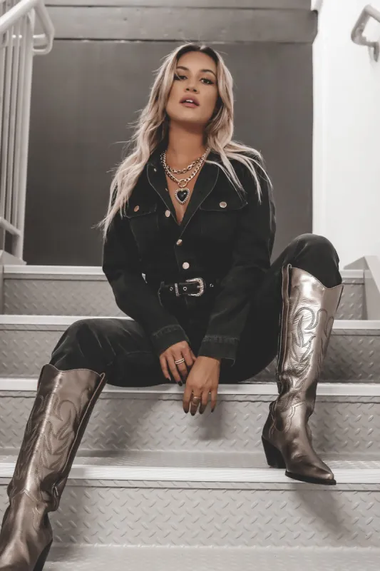 DEAL Dancing Queen Long Sleeve Denim Jumpsuit sold by Amazing Lace