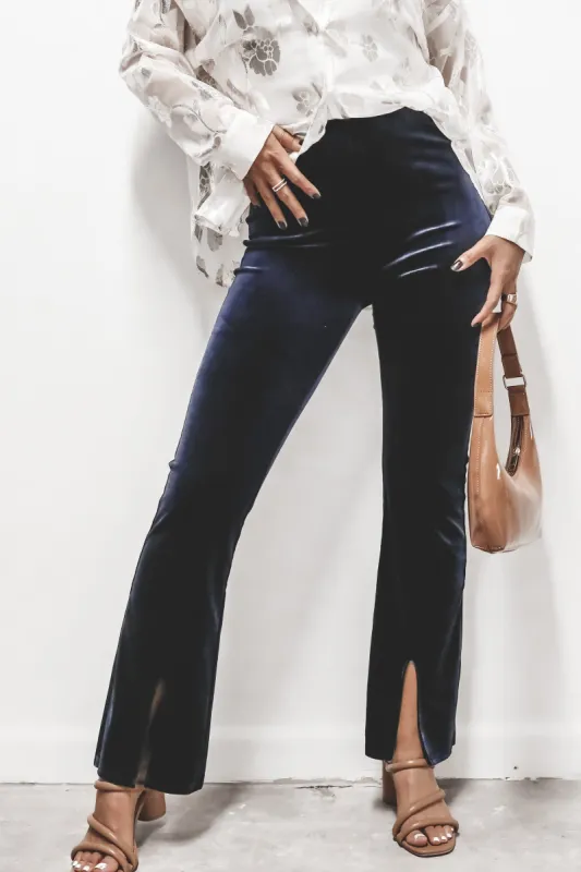 DEAL SAGE THE LABEL Misty Navy Velvet Flared Pants sold by Amazing Lace