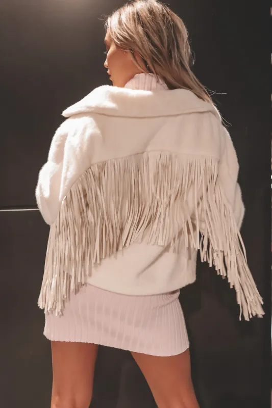 BUDDYLOVE Skyler Fringe Faux Fur Jacket sold by Amazing Lace