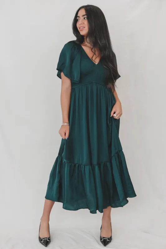 DEAL Watch  Her Go Emerald Satin Mini Dress sold by Amazing Lace