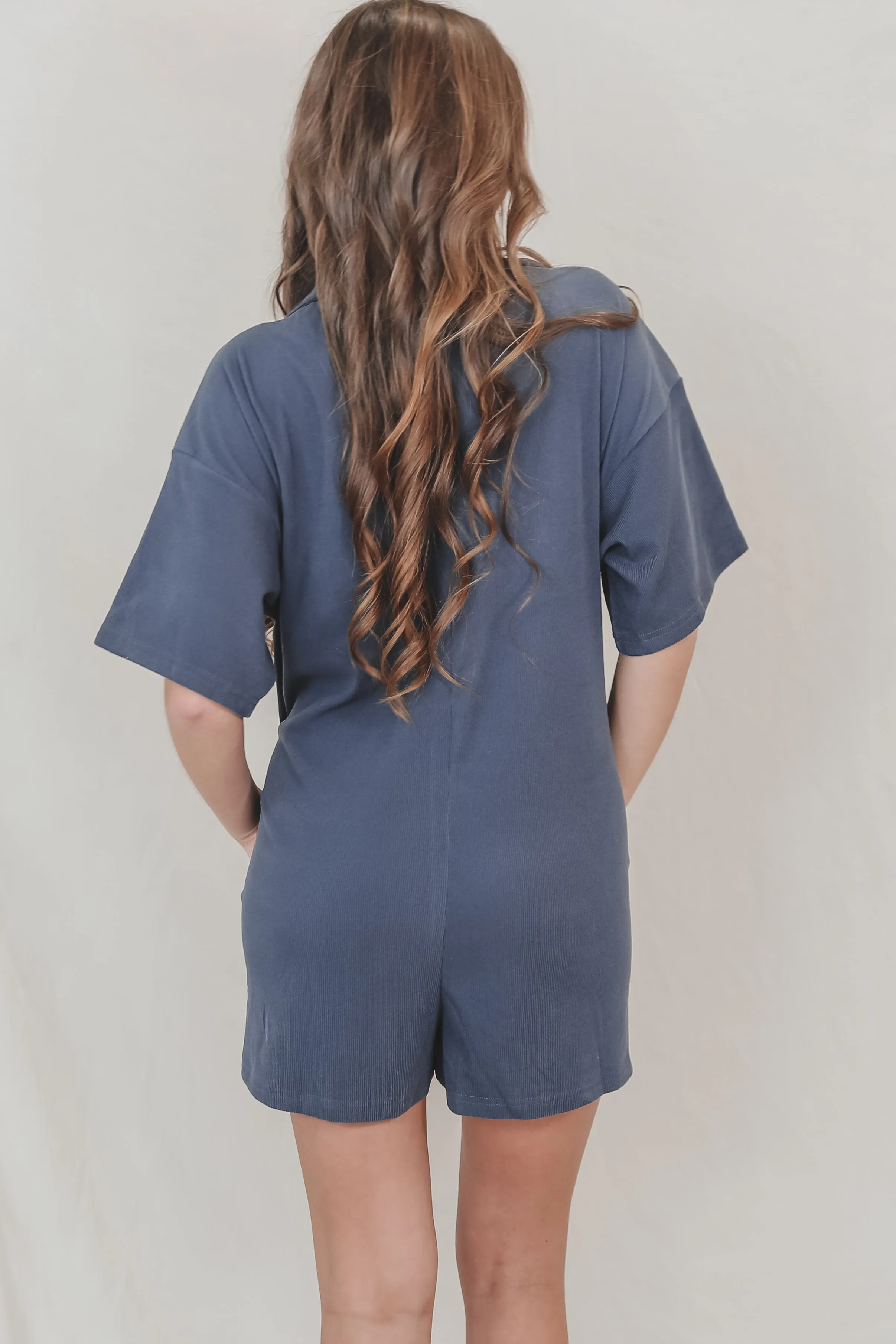 Button Up Navy Corduroy Romper sold by Amazing Lace product image thumbnail 2