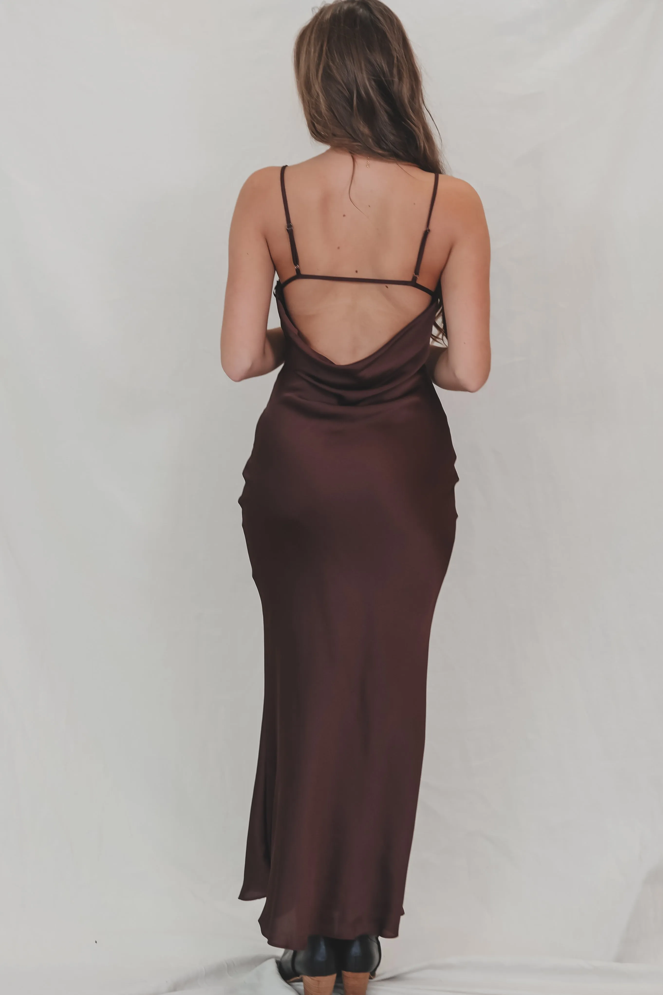 It's A Date Brown Satin Maxi Dress sold by Amazing Lace product image thumbnail 2