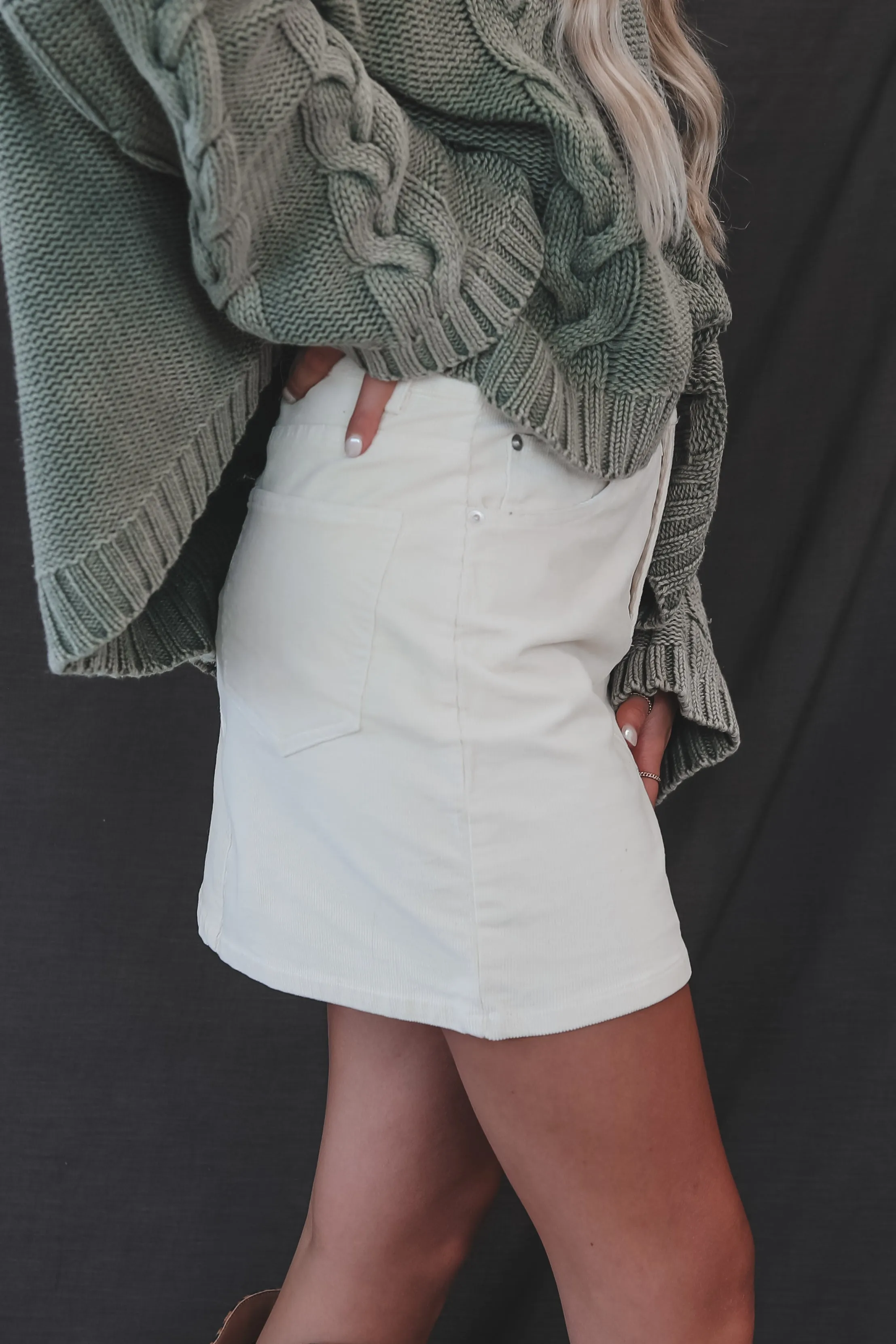 DEAL Call Me Out Cream Corduroy Skirt sold by Amazing Lace product image thumbnail 3