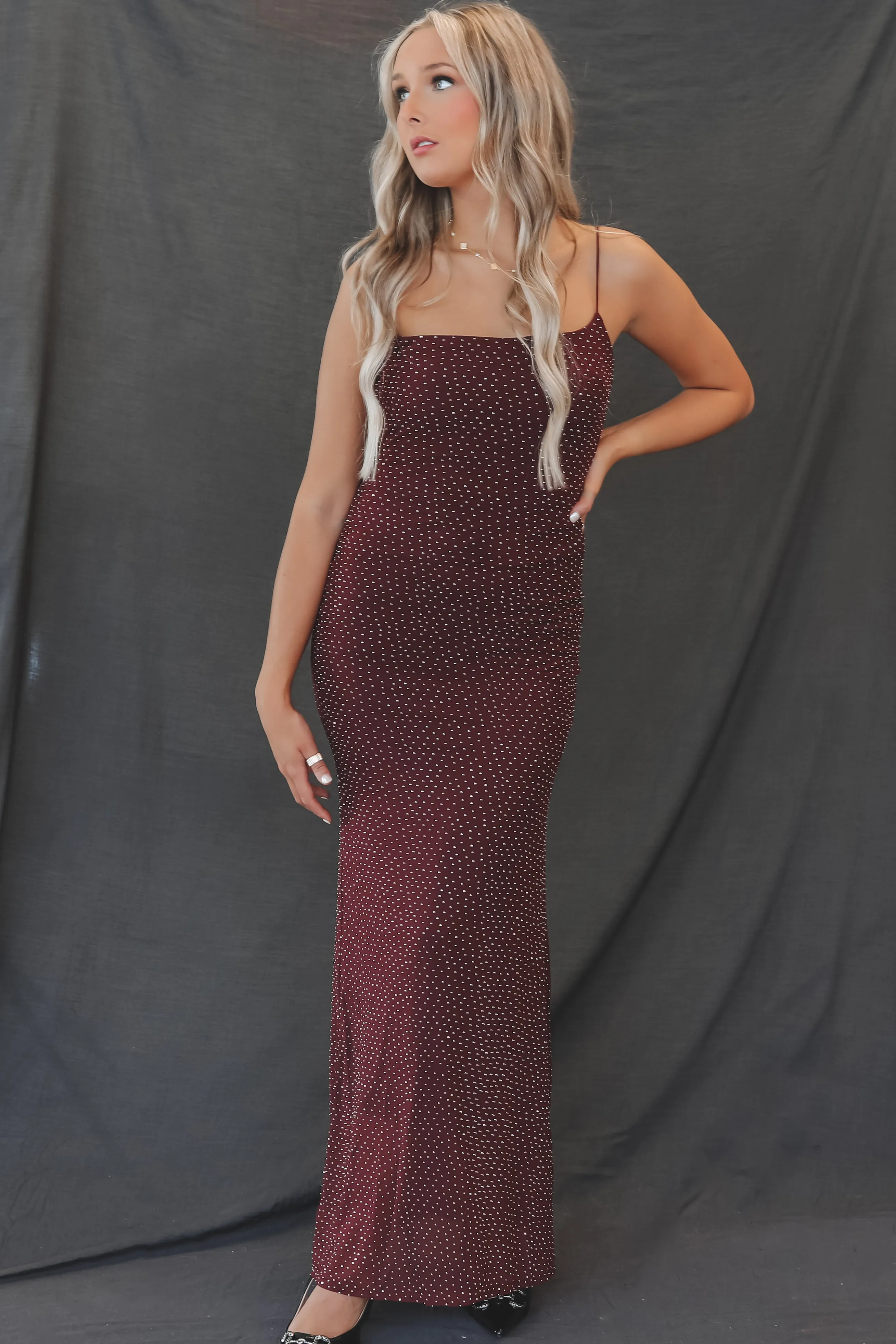 Oh So Stylish Burgundy Sparkle Maxi Dress sold by Amazing Lace product image thumbnail 4
