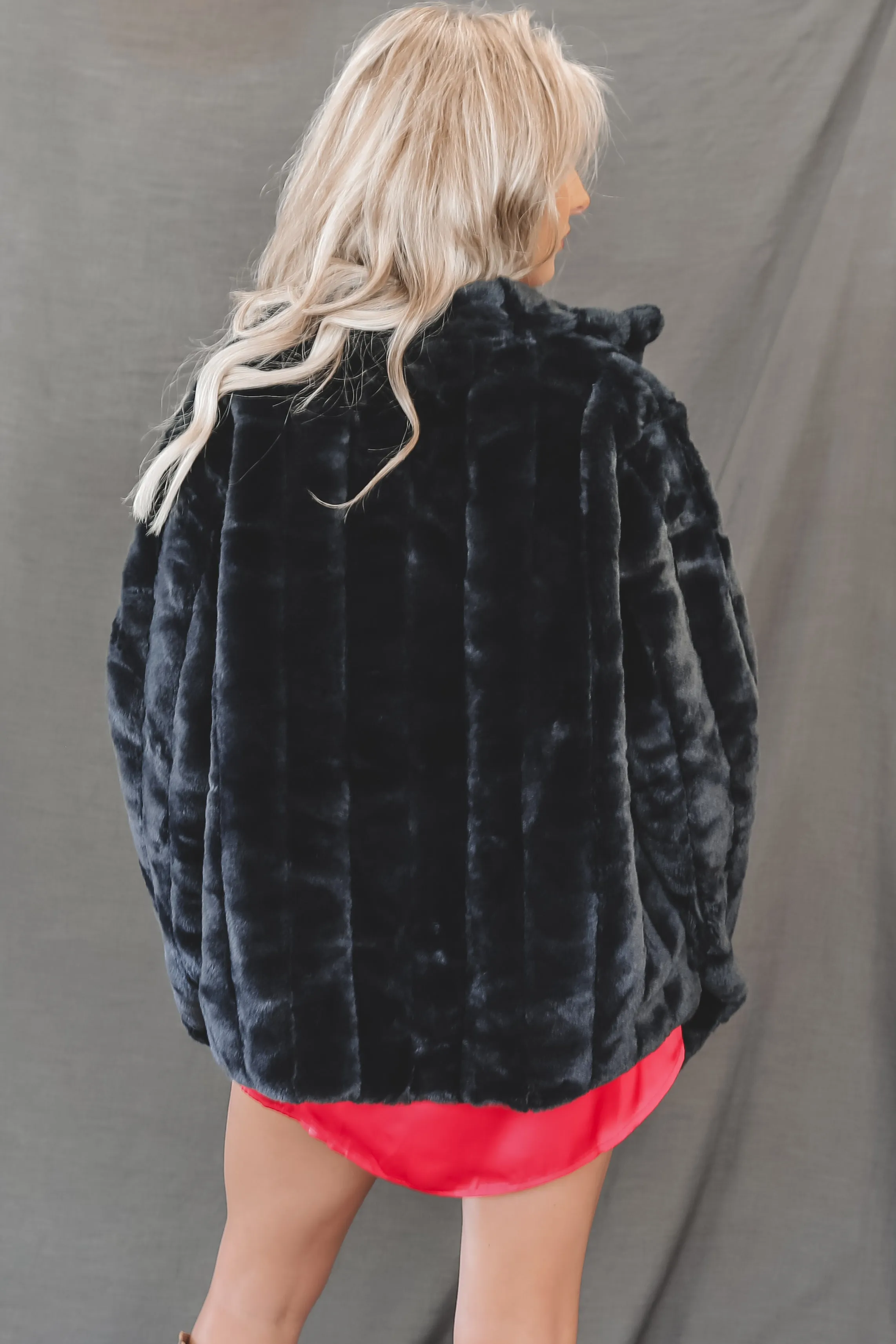 Oh So Sassy Black Faux Fur Statement Coat sold by Amazing Lace product image thumbnail 3